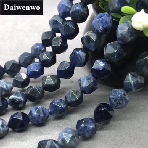 Blue Lace Agate Beads 6-12mm Faceted Natural Stone Cut Gem Geometry DIY