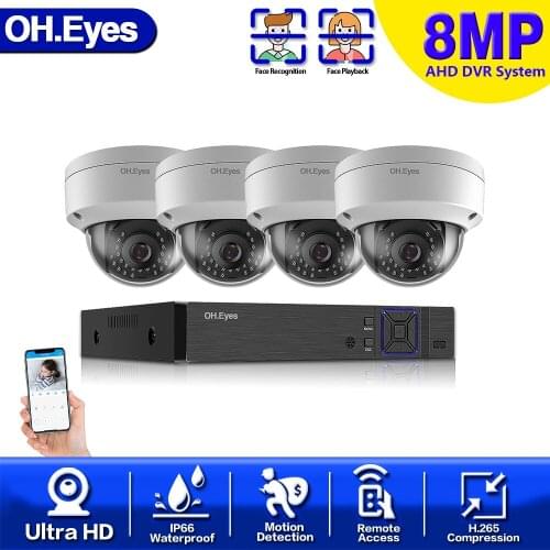 OH.eyes CCTV camera System 4CH 8MP AHD Security Camera DVR Kit CCTV Waterproof Outdoor Home Video Surveillance System Xmeye