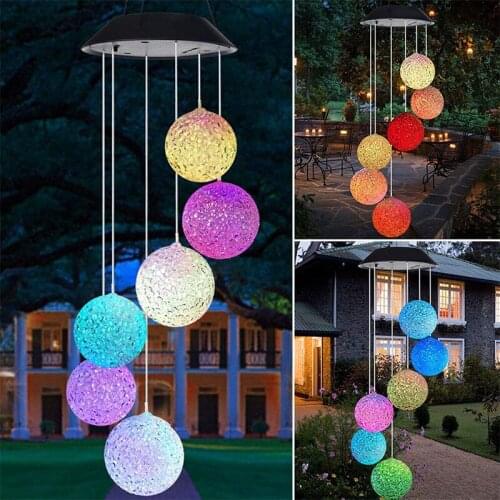 LED Solar Light Colorful Pendant Light Wind Chime Lamp Outdoor Bulb Hanging Light Courtyard Garden Decoration For Patio Balcony