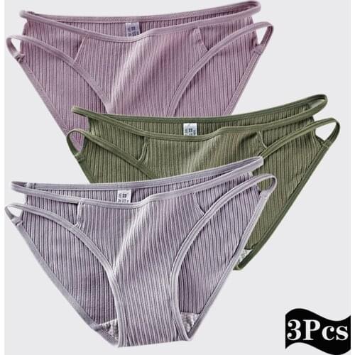 3pcs Sexy Womens Panties Low Waist Calcinha Lingerie Underwear Girls Cotton Briefs Brazilian Underpanties Menstrual Bragas