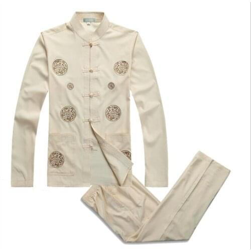 Spring autumn middle-aged Chinese tunic suit mens thin jacket men blazer man coats men Tang suit sets Chinese style stand collar