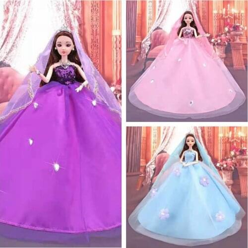 High Quality Fashion Wedding Dress With Veil for Barbie Doll Clothes Outfits Bridal Gown 1/6 BJD Dollhouse Accessories DIY Toy