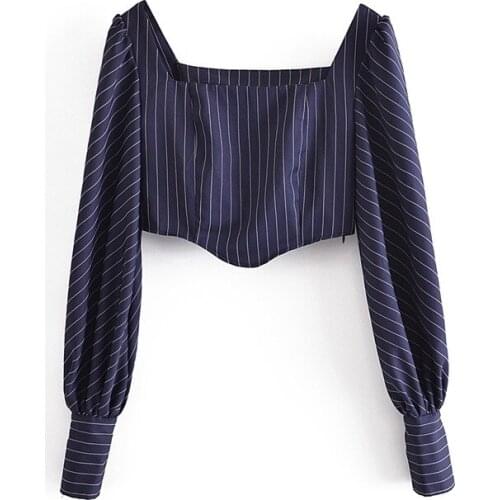 2021 summer womens new trend sexy irregular hem striped shirt top dlsy933