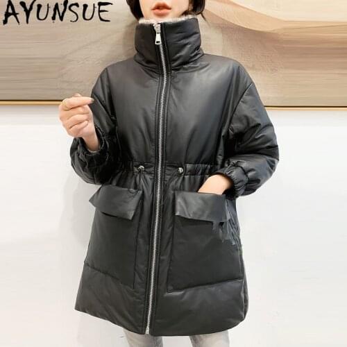 AYUNSUE Womens Winter Down Jacket 90% White Duck Down Jackets Real Sheepskin Coat Korean Parkas Woman Mink Fur Collar 2020 14