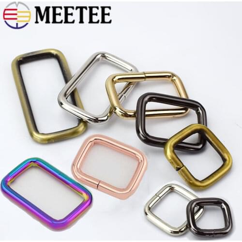 10Pcs 13-50mm Rectangle Metal Buckles Webbing Belt Ribbon Buckle Clasp Handbag Strap Clips Adjuster ring hook DIY Accessories
