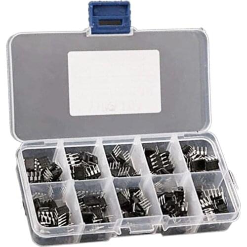 100PCS/Box NE555 UC3842 UC3843 UC3845 24C02 24C04 24C08 24C16 24C32 24C64 DIP IC Assortment Kit Each 10PCS
