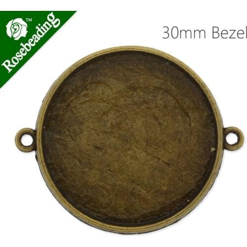 30mm Round Antique Bronze Plated 2 sides bezel for bracelet,bracelet blanks,cuff bracelet blank,sold 20pcs/lot-C4337