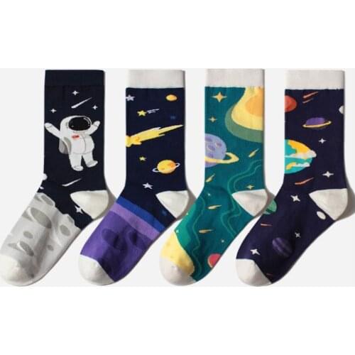 4pairs/lot! 2020 New Creative Planet Series Printing Cotton Socks High Quality Personality Socks