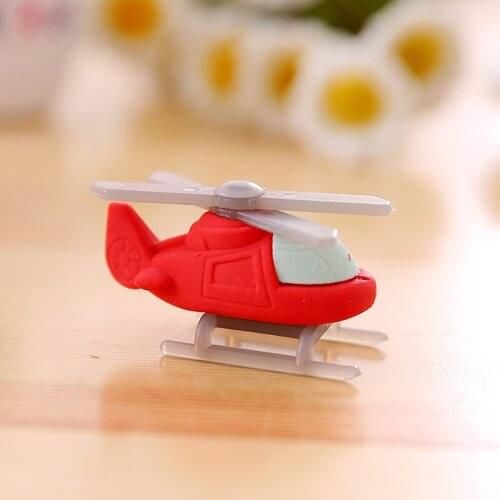 4pc Cute Helicopter Shape Eraser Student Creative Novelty Kids Rubber Stationery Pencil Eraser Promotion Office School Supplies