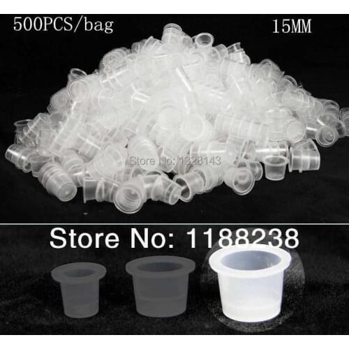 500PCS/LOT Big Size 15MM White Tattoo Ink cups For Tattoo Gun Needle Ink Tips Grips Kits Supply