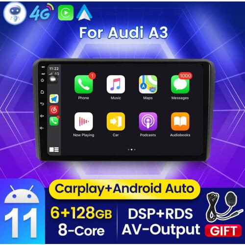 6+128G Android 11 Car GPS Navigation DVD Player For Audi A3 8P Sportback S3 2003-2012 RS3 Auto Radio WIFI Multimedia Carplay BT