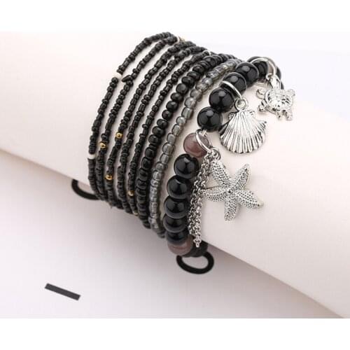 8pcs/set Handcraft Boutique Fashion Multilayer Crystal Stone Beads Strand Bracelets Bangles Pulseras Boho Mujer