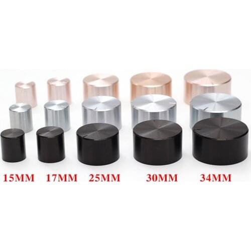 Aluminum plastic potentiometer knob 15*16 21*17 26*17 30*17 34*17 40*19mm silver black gold Chassis volume cap amplifier knobs