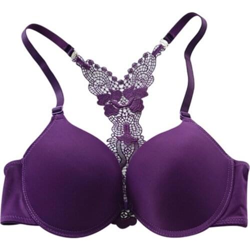 Seamles Women Front Closure Bra Lace Push Up Underwear Sexy Butterfly Back Sexy Bralette