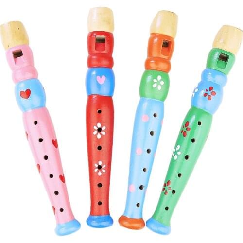 New Pop Creative Cartoon 6-Hole Mini Wooden Short Flutes Kid Sound Early Musical Instrument Education Children Toy