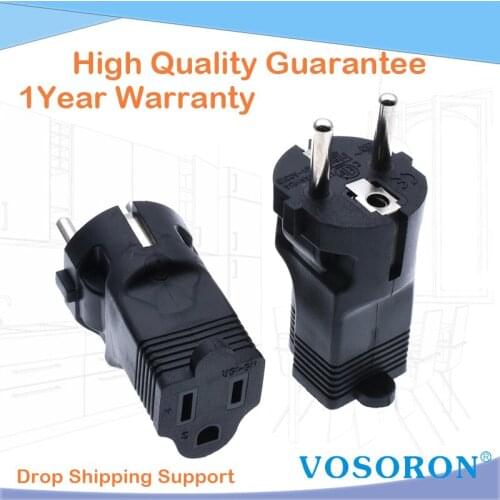 Europe to USA America Adapter,EU Male to USA 3Pole Female AC Converter Nema 5-15R Female to Europe CEE7/7 3Pole Male AC Adapter