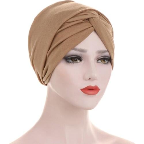 Europe and America Cross forehead candy color base changeable long tail Indian hat turban hat Chemo hood