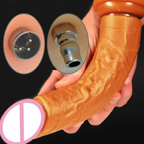 21.5*4cm Sex Machine Attachment Senior Soft Liquid Silicone Gold Dildo Suction Cup Anal Plug Penis Love Toys For Adult M10