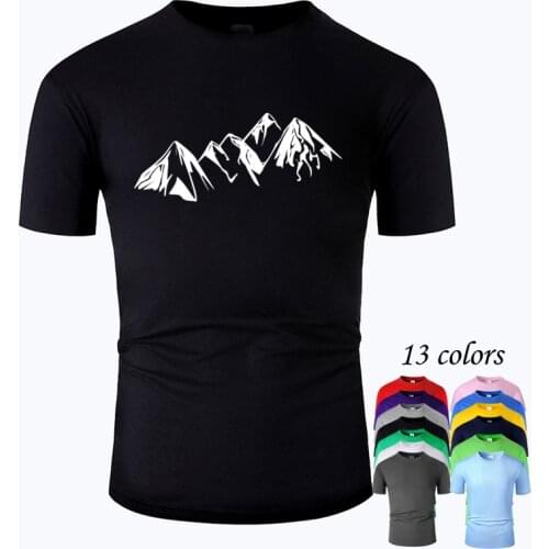 Mountain Line Art O Neck Cotton T Shirt Men and woman Unisex Summer Short Sleeve Designed Casual Tee m01037
