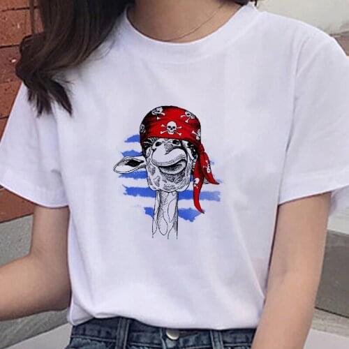 Hipster Street Short Sleeve Vintage Tshirt Funny Graphic Tees Aesthetic Clothes Oversized T Shirt Deer Print Ladies T-shirt Tops