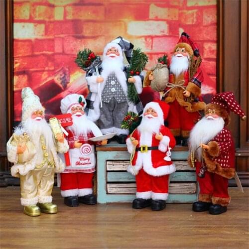 30cm Santa Claus Doll Merry Christmas Decorations For Home Children Gifts Window Ornaments Navidad Decor