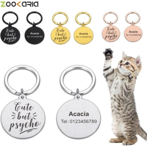 Customized Dog Name Number Tag Personalized Dog ID Tag for Pet Dog Cat Stainless Steel Pet ID Tag Laser Engraving