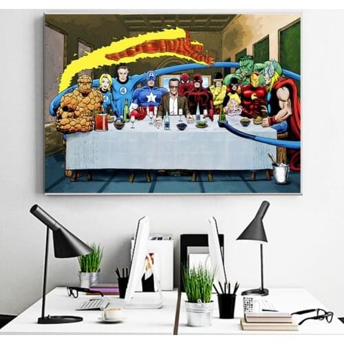 Marvel Avengers Canvas Paintings Superhero Play Pool and The Last Supper Posters Prints Wall Art Pictures for Living Home Decor