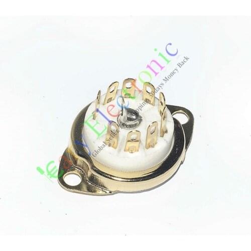Wholesale and retail 4pc 9pin GOLD Ceramic vacuum tube socket valve base 12AX7 12AU7 ECC83 ECC82 6DJ8 free shipping
