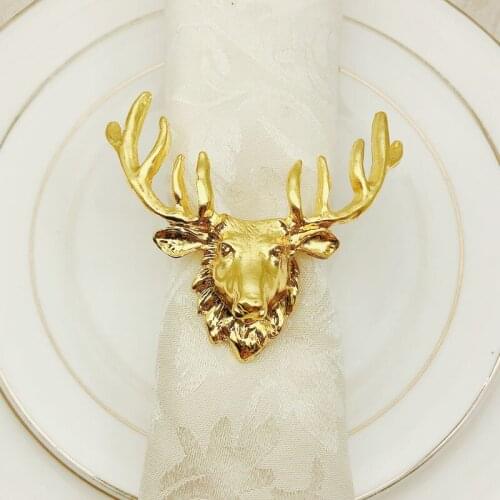 10pcs Hotel Christmas deer head napkin buckle napkin ring mouth cloth ring napkin ring