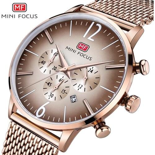 MINI FOCUS Men Watches Full Steel Mesh Belt Quartz Wrist Watch Men Luxury Brand Waterproof Military Watches Relogio Masculino