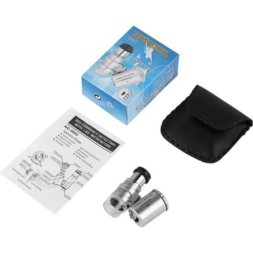 Mini Portable 60X Currency Detecting Microscope Handheld Money Tester Magnifier Loupe Glass LED Light UV Microscope