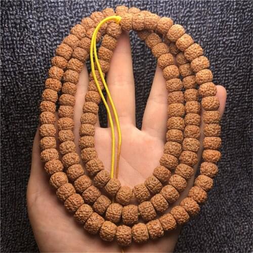 Trendy Natural Rudraksha Beads Bracelets Tibetan High Degree 5 Petals Dragon Scale Bodhi Seed Buddhist 108 Prayer Mala Dropship