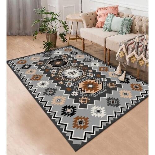 Gri Etnik Desenli Halı şönil orjinal desenli halı oturma odası yatak odası mutfak kaymaz anti alerjik ücretsiz kargo halı