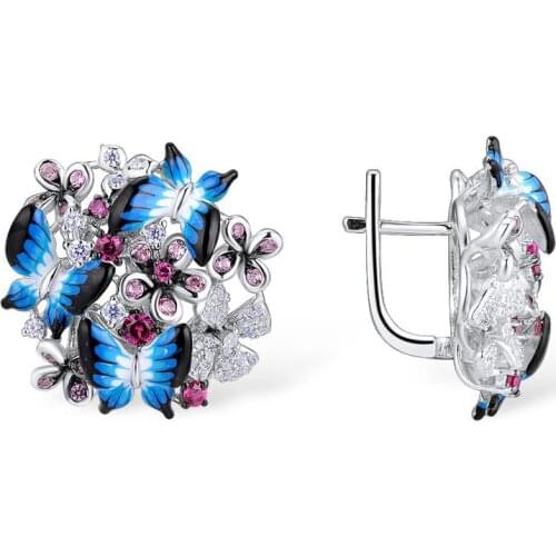 Newest Glamorous Butterflies Shiny Cubic Zircon Earring Fashion Jewelry Enamel earring for women jewelry gift
