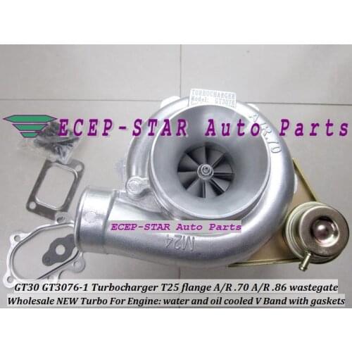 NEW GT30 GT3076 GT3076-1 Turbo Turbocharger T25 Flange A/R .70 A/R .64 wastegate water and oil cooled V Ban d with gaskets