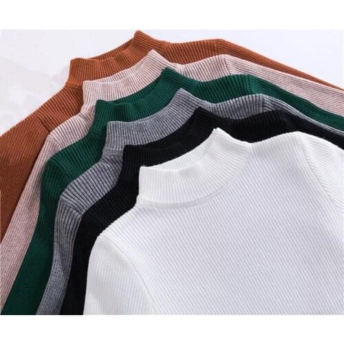 2021 Autumn Winter New Coming Tops Turtleneck Pullovers Sweaters Primer Shirt Long Sleeve Short Korean Slim-Fit Tight Sweater