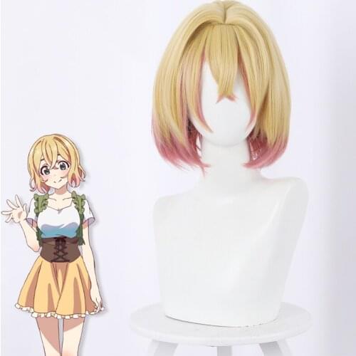 Anime Comic Rent a Girlfriend Cosplay Wigs Nanami Mami Cosplay Wig Synthetic Wig Yellow Short Hairs Cosplay Accessory