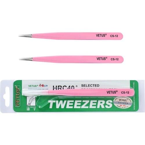5pcs/Lot VETUS Eyelash Extension Tweezers Stainless Steel Professional For Eyelash Extension Pink Color