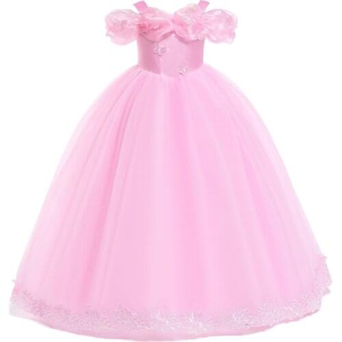 Girls Dress Snow White Lace Butterfly Pattern Princess Dresses For Girl Birthday Present Party Formal Dress Christmas Costume