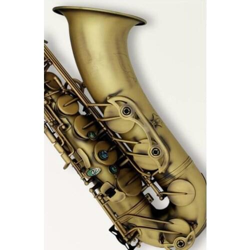 Professional Tenor Saxophone Bb Tune Brass Matte Antique Copper Abalone Music Instrument Shell Button Sax With Mouthpiece Case