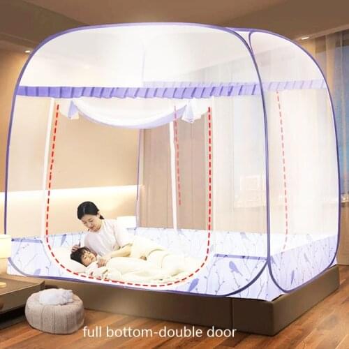 1m/1.2m/1.5m Bed Double Door Folding Mosquito Net Household Heighten Large Space Mosquito Net Easy To Remove Wash Mosquito Net