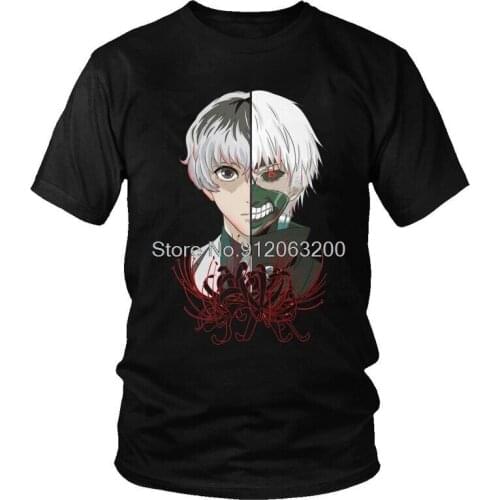Tvoe Tokyo Ghoul Ken Kaneki Tshirts Men Stylish Tee Tops Cotton T Shirt Short Sleeve One Eyed Anime Manga T-shirt Gift Clothes