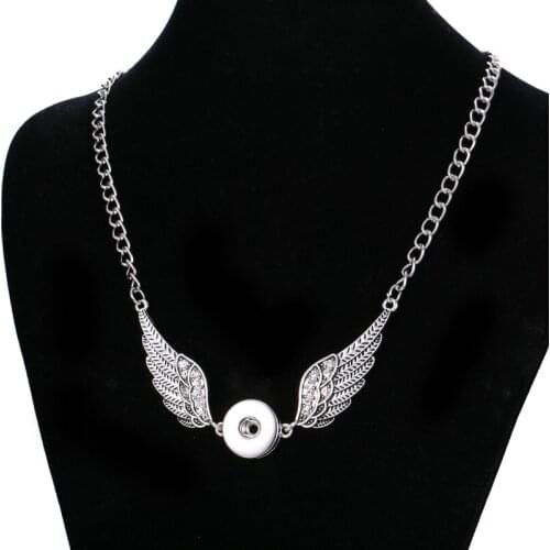 Snap Jewelry Necklace 18MM Snap Angel Wings Necklace Jewelry for women Bohemia snap necklaces