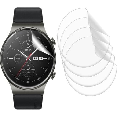 5pcs Soft TPU Clear Protective Film Smartwatch LCD Guard For Huawei GT 2 Pro GT2 Sport Smart Watch Full Screen Protector Cover