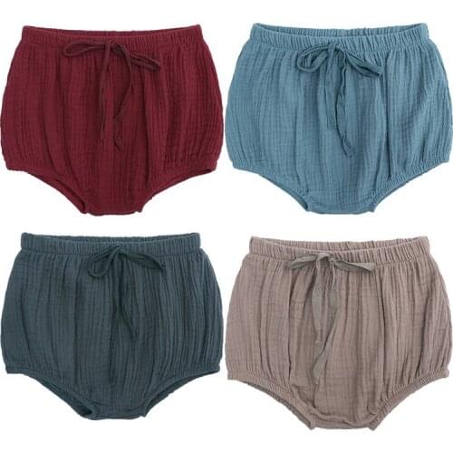 0-4Y Kawaii Newborn Baby Bloomers Bread Pants Cotton Linen Triangle Briefs Solid Girls Shorts Summer Trouser Toddler Kids