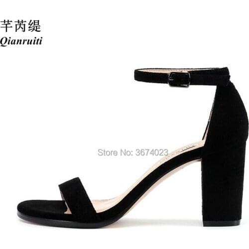 Qianruiti Brand Fashion Talons Sandals Women D'orsay Chunky Heels Ankle Strap Block Heel Sandals Celebrity Same Style Shoes 2018