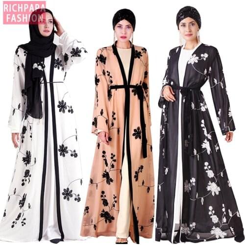 Embroidery Abaya Kimono Muslim Hijab Dress Kaftans Dubai Abayas For Women Turkish Islamic Clothing Caftan Turkey Robe Femme Jurk
