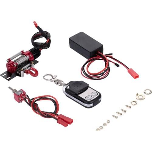 1/10 RC Rock Crawler Steel Wired Crawler Winch Control System and Wireless Remote Receiver for Traxxas SCX10 RC4WD RC Crawler