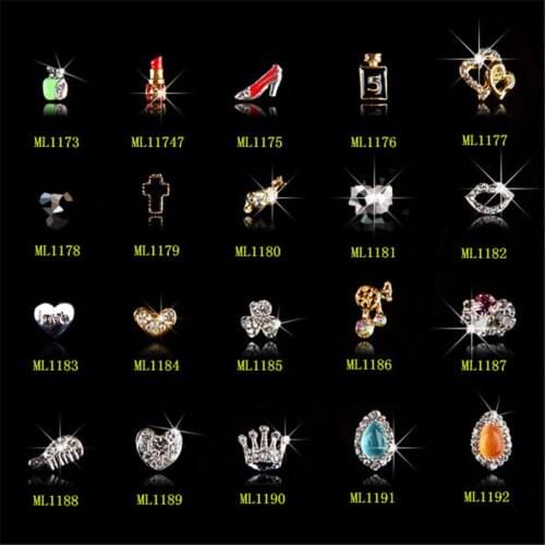 10pcs Nail rhinestone High-heeled shoes Heart shape comb nail accessories Imbue Diamond nail jewelry crystal nail art