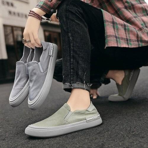 2020 Fashion Shoes Men slip on Loafers Canvas Shoes gray Men Casual Shoes Flat Slip on Male Footwear Vulcanized shoes